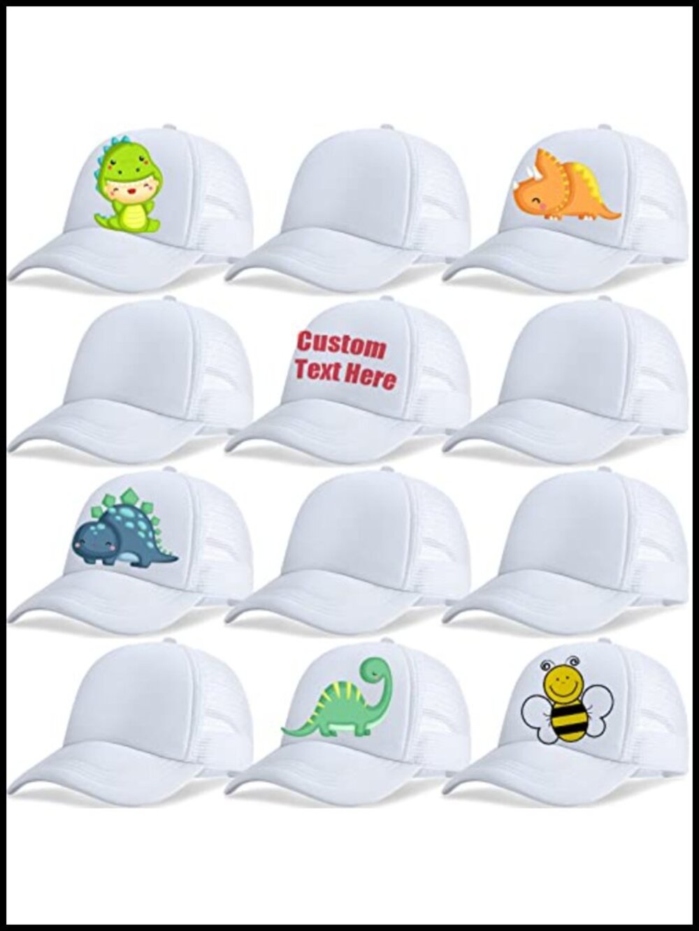 12 Pack Kids Trucker Hats Adjustable Mesh Baseball Caps Blank DIY Customizable